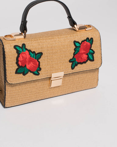 Natural Rosa Top Handle Mini Tote Bag