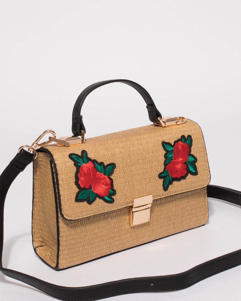 Natural Rosa Top Handle Mini Tote Bag