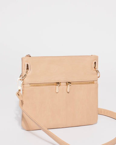 Beige Keya Small Bag With Gold Hardware