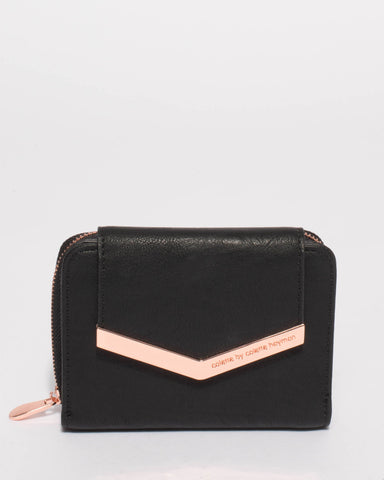 Black Blake Arrow Mini Wallet With Rose Gold Hardware