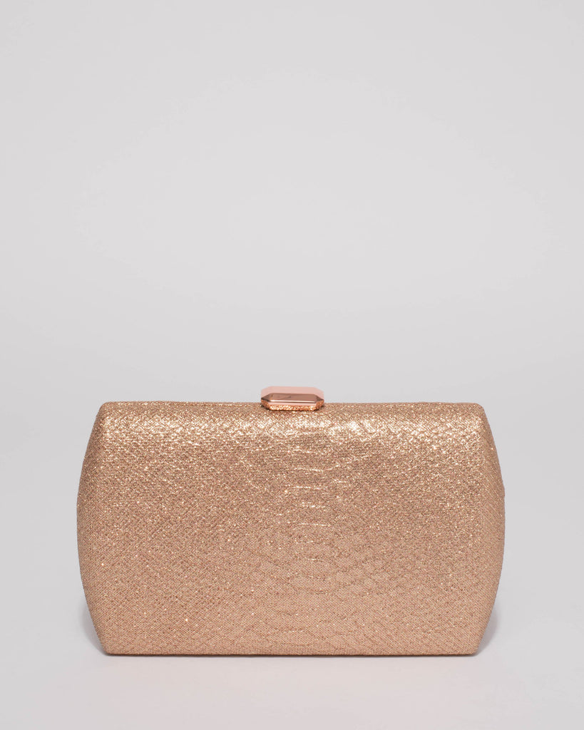 Rose Gold Glitter Ash Hardcase Clutch Bag