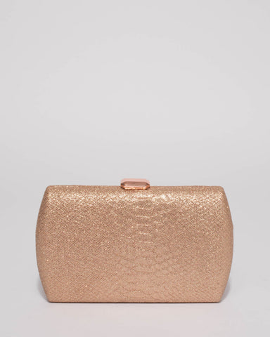 Rose Gold Glitter Ash Hardcase Clutch Bag