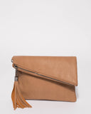 Caramel Gabi Foldover Clutch Bag