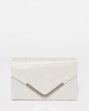 Silver Glitter Lilia Envelope Clutch Bag