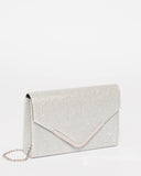 Silver Glitter Lilia Envelope Clutch Bag