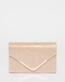 Gold Glitter Lila Envelope Clutch Bag