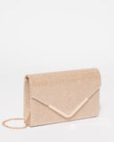 Gold Glitter Lila Envelope Clutch Bag