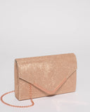 Rose Gold Glitter Lila Envelope Clutch Bag