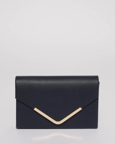 Navy Lila Envelope Clutch Bag