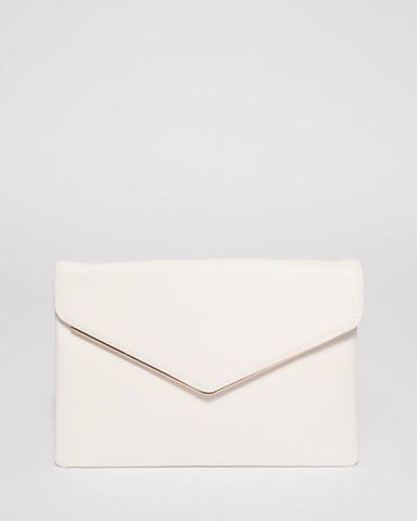White Saffiano Samantha Clutch Bag