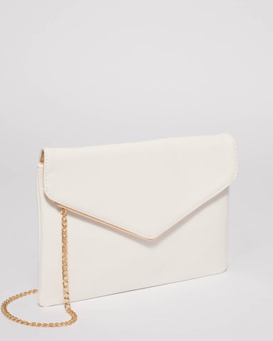 White Saffiano Samantha Clutch Bag