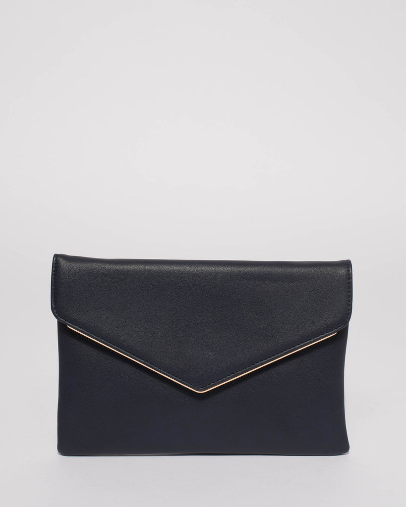 Navy Smooth Samantha Clutch Bag