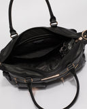 Black Smooth Pocket And Zip Baby Bag With Gold Hardware