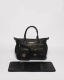 Black Smooth Pocket And Zip Baby Bag With Gold Hardware