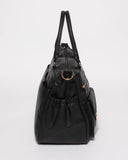 Black Smooth Pocket And Zip Baby Bag With Gold Hardware