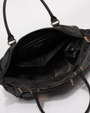 Black Nylon Pocket And Zip Baby Bag With Gold Hardware