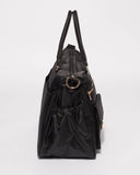 Black Nylon Pocket And Zip Baby Bag With Gold Hardware