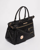 Black Nylon Pocket And Zip Baby Bag With Gold Hardware