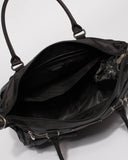 Black Pocket And Zip Baby Bag With Silver Hardware