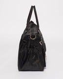 Black Pocket And Zip Baby Bag With Silver Hardware