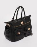Black Baby Travel Bag With Gold Hardware