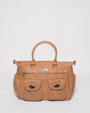 Caramel Baby Travel Bag With Gunmetal Hardware