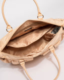 Beige Quilted Baby Bag With Gold Hardware