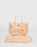 Beige Quilted Baby Bag With Gold Hardware