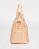 Beige Quilted Baby Bag With Gold Hardware
