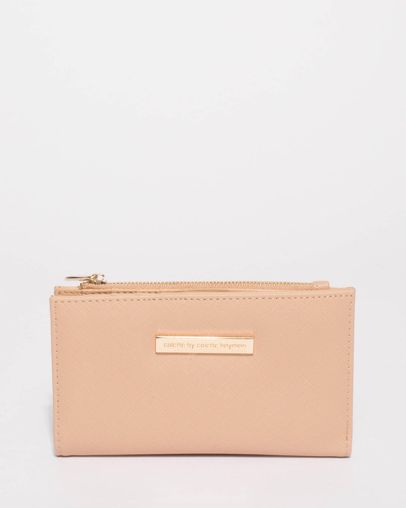 Beige Saffiano Selena Zip Wallet