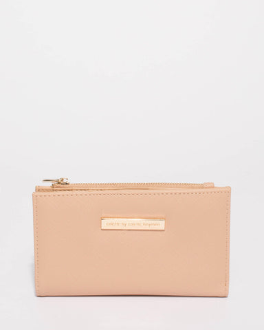 Beige Saffiano Selena Zip Wallet