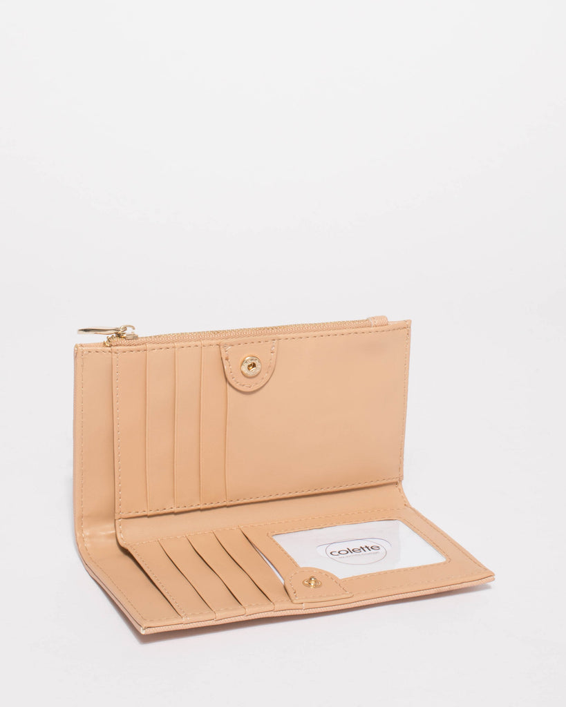 Beige Saffiano Selena Zip Wallet