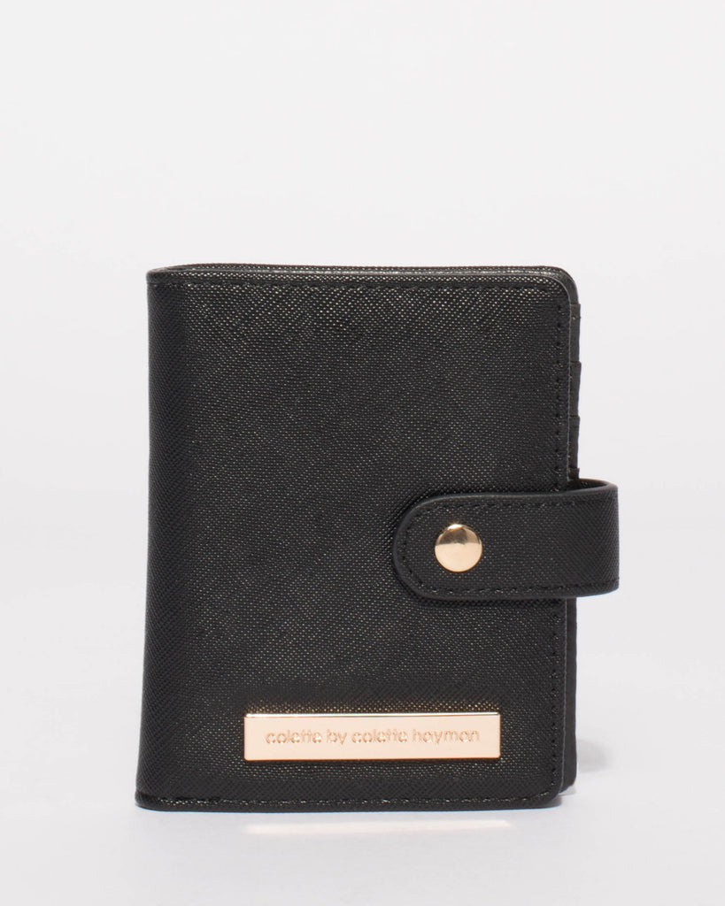 Black Credit Card Sleeve Purse With Gold Hardware