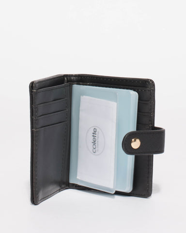 Black Credit Card Sleeve Purse With Gold Hardware