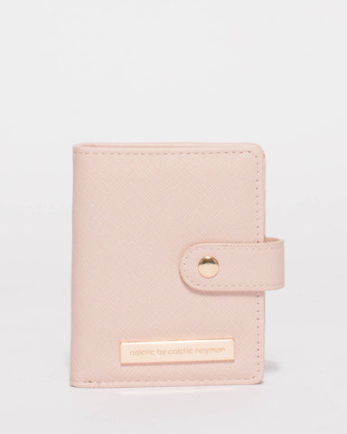 Pink Credit Card Sleeve Purse With Gold Hardware