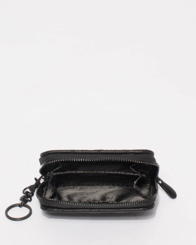 Black Kiara Quilted Keyring Purse