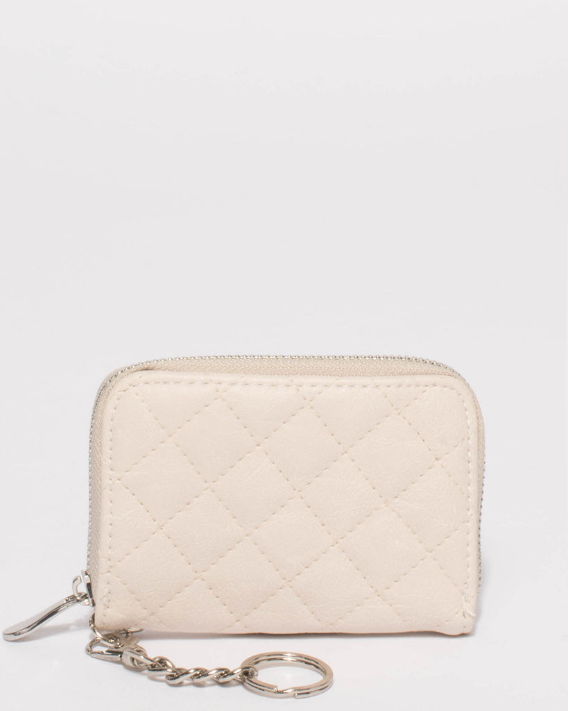 Ivory Kiara Quilted Keyring Purse