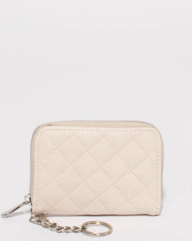 Ivory Kiara Quilted Keyring Purse