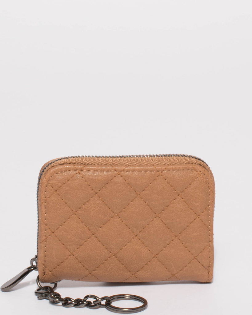 Caramel Kiara Quilted Keyring Purse