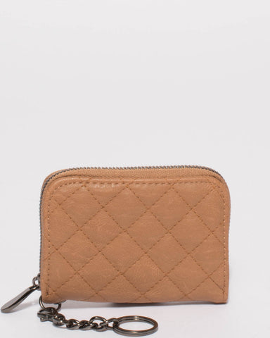 Caramel Kiara Quilted Keyring Purse