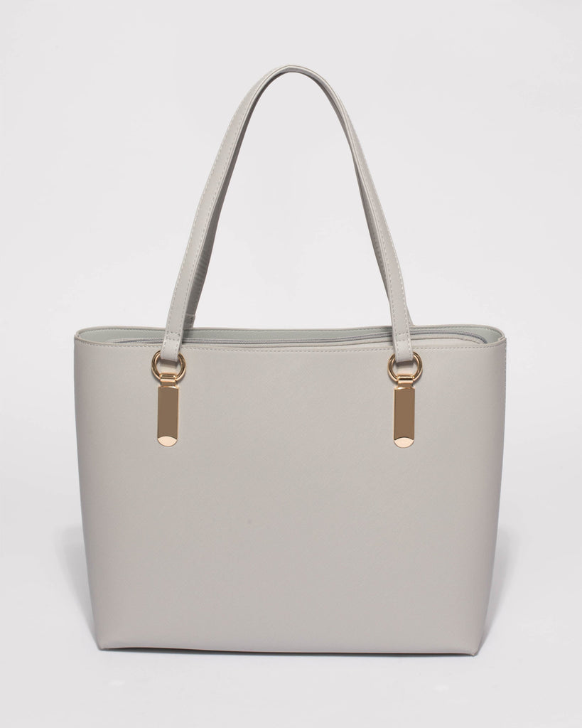 Grey Angelina Tech Tote bag With Gold Hardware