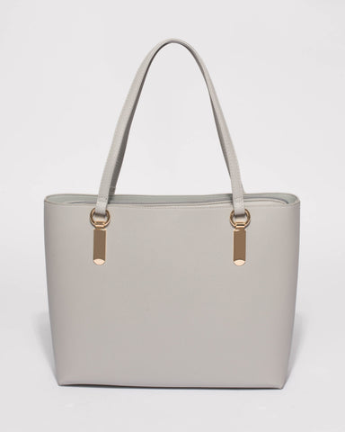 Grey Angelina Tech Tote bag With Gold Hardware