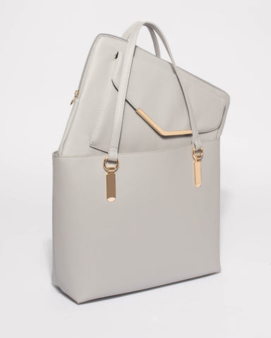 Grey Angelina Tech Tote bag With Gold Hardware