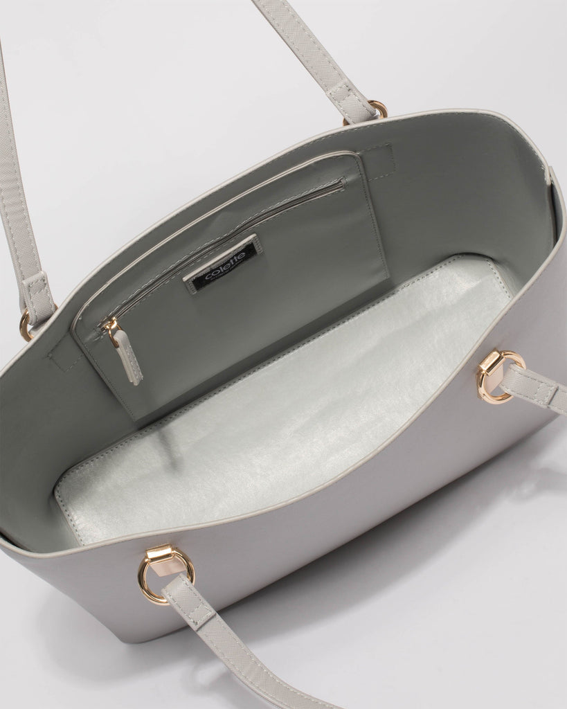 Grey Angelina Tech Tote bag With Gold Hardware