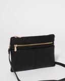Black Smooth Audrey Crossbody Bag With Gold Hardware
