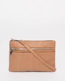 Caramel Smooth Audrey Crossbody Bag With Silver Hardware