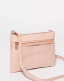 Pink Smooth Audrey Crossbody Bag With Rose Gold Hardware