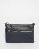 Navy Large Zip Pocket Peta Crossbody Bags