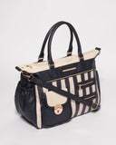 Monochrome Stripe Smooth Multi Pocket And Zip Baby Bag