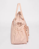Pink Embossed Pocket And Zip Baby Bag With Rose Gold Hardware
